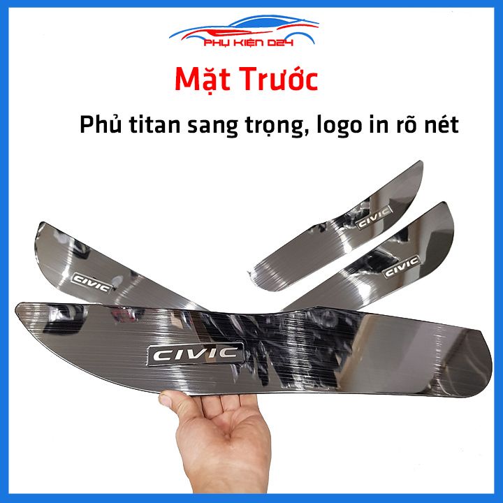 Bộ ốp tapli Civic 2016-2017-2018-2019-2020-2021-2022 vân Titan chống xước va đập khi mở cửa và làm đẹp xe