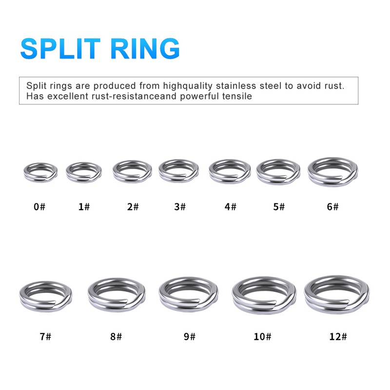 Vòng Thép Không Gỉ Hai Lớp Chuyên Nghiệp BEROS 0-12# Set 100 Vòng Gắn Mồi Câu Cá Chuyên Dụng