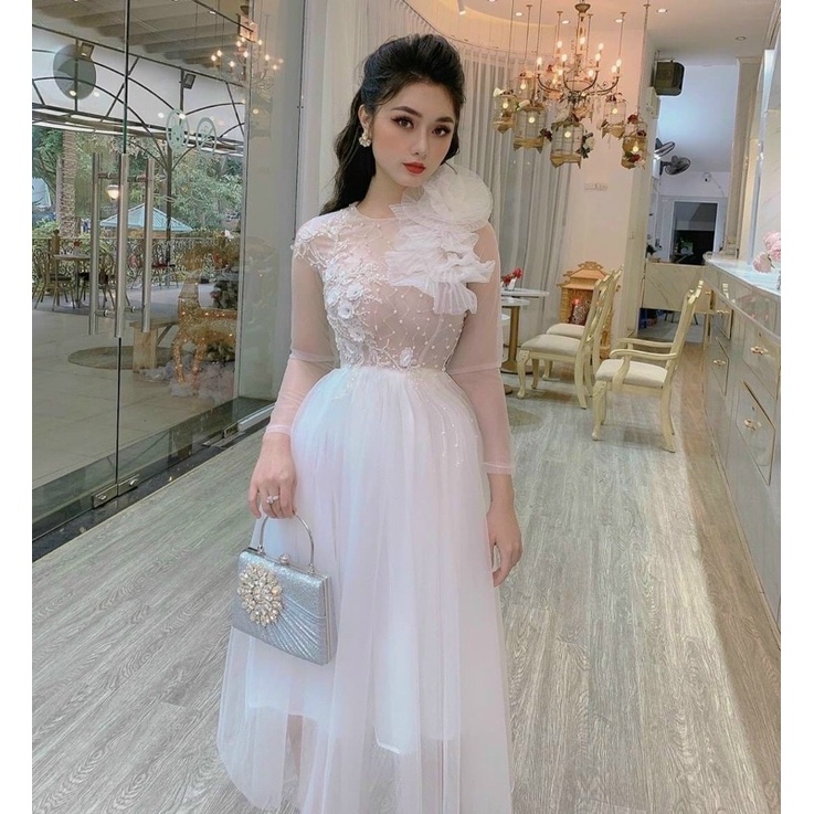 ĐẦM CÔNG CHÚA ĐÍNH HOA KẾT HẠT FULL SIZE S/M/L/xL