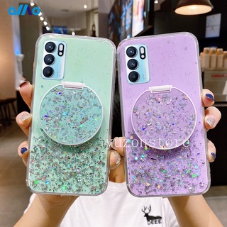 Ốp điện thoại TPU dẻo đính kim tuyến kèm gương cho Oppo Reno 6 Z 5 F 5 Pro 5g 4 Pro 4g
