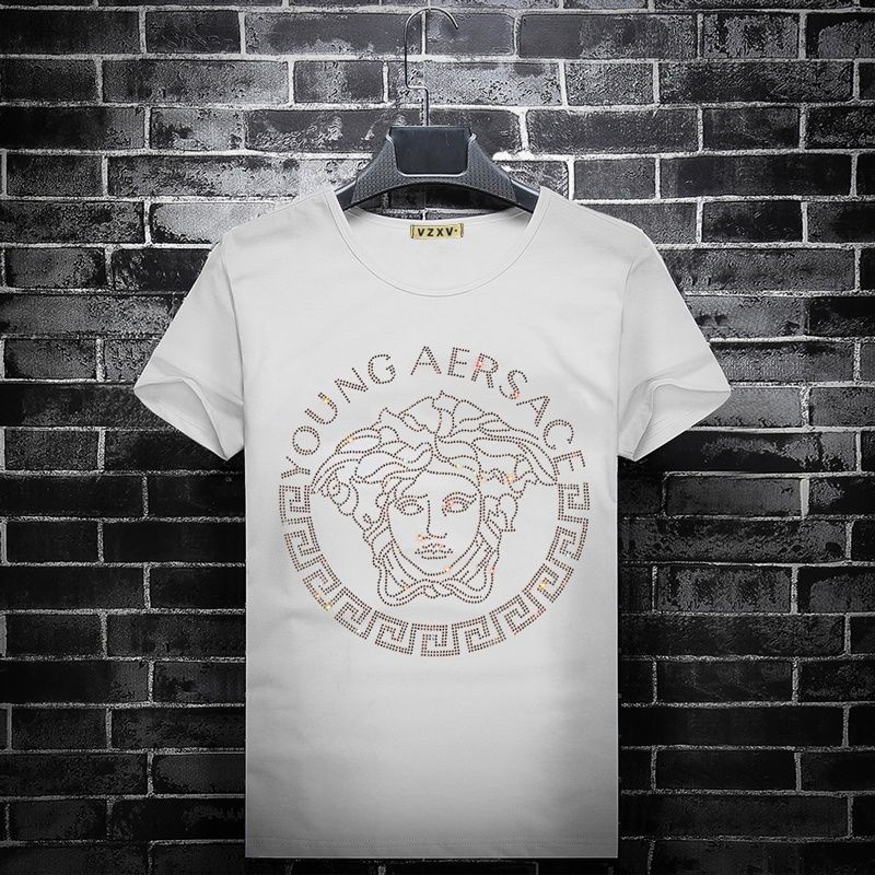Versace Lengan Pendek lelaki Áo thun lelaki Thời Trang Nam Tay Ngắn Áo Cổ Tròn Nam Áo Sơ Mi Hàn Quốc Slim Mùa Hè Áo