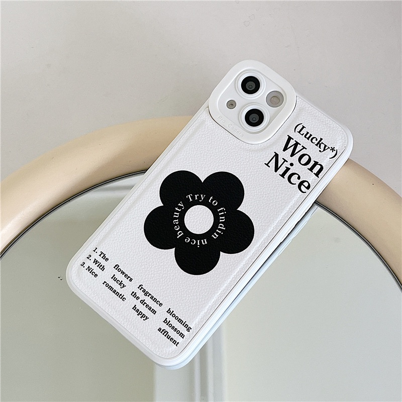 Ốp lưng iphone Ốp Điện Thoại Da Màu Trơn Họa Tiết Hoa Nhỏ Cho iphone7 7plus 8 8plus xs 11 12 13 pro max plus max promax Dinuo case