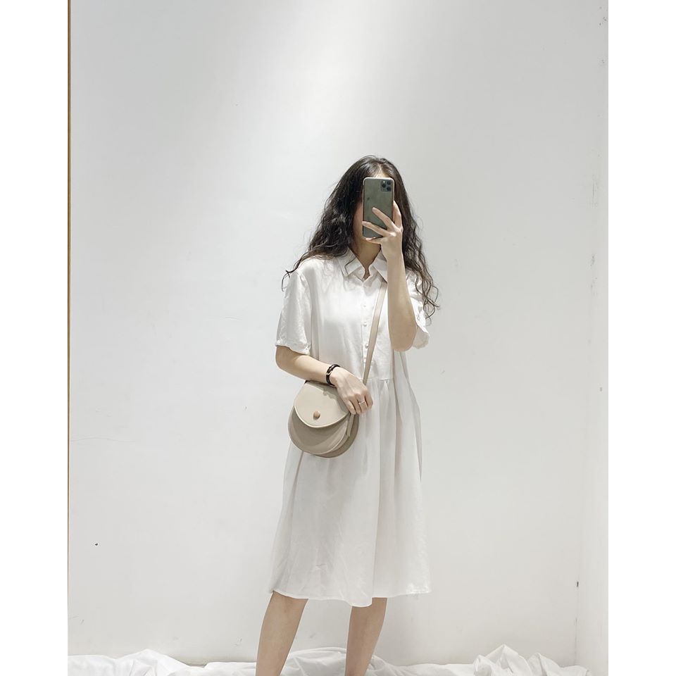 (FREESHIP) Đầm cổ sơ mi babydoll hàng xuất cao cấp Ulzzang