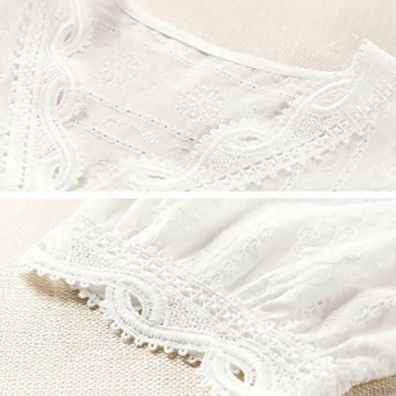 Áo cotton cổ chữ v màu trắng dễ thương cho nữ