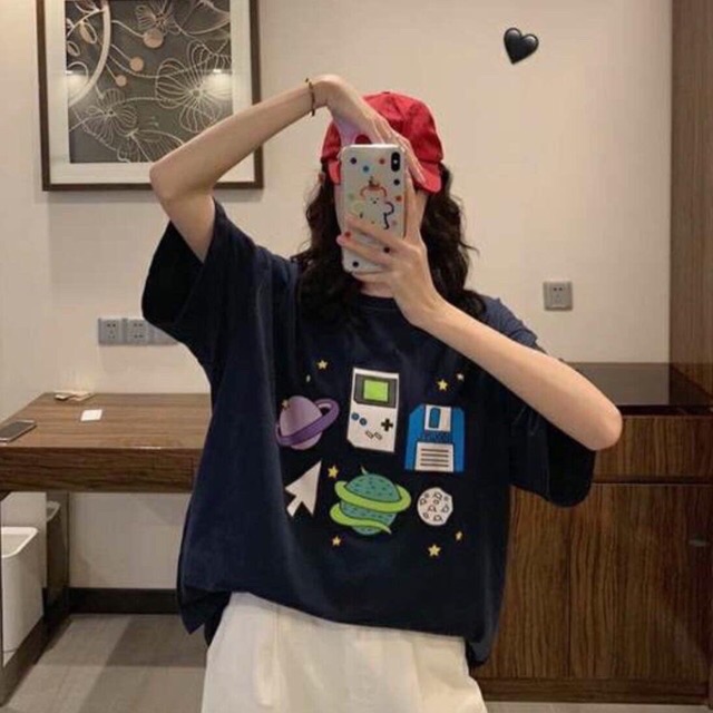 Áo phông form rộng tay lỡ - hoạ tiết công nghệ | BigBuy360 - bigbuy360.vn