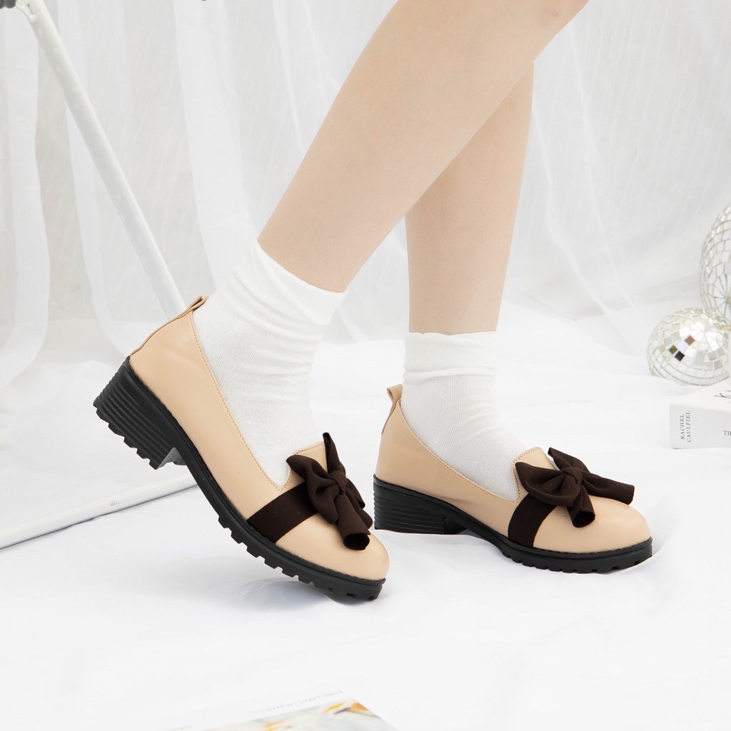 Giày MWC 9607 - Giày Oxford Đế 3CM, Oxford Da Đính Nơ Phong Cách Ulzzang Hàn Quốc