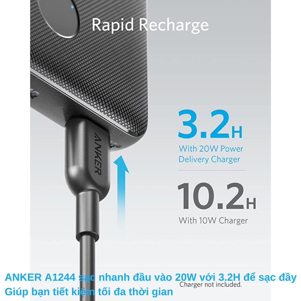 [GIAO HOẢ TỐC] Sạc Dự Phòng ANKER Sạc Nhanh PD 20W A1244 10000mAh dành cho điện thoại/tablet nhà táo BH12T