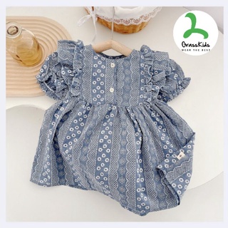 Váy bé gái Grasskids bèo xanh than họa tiết