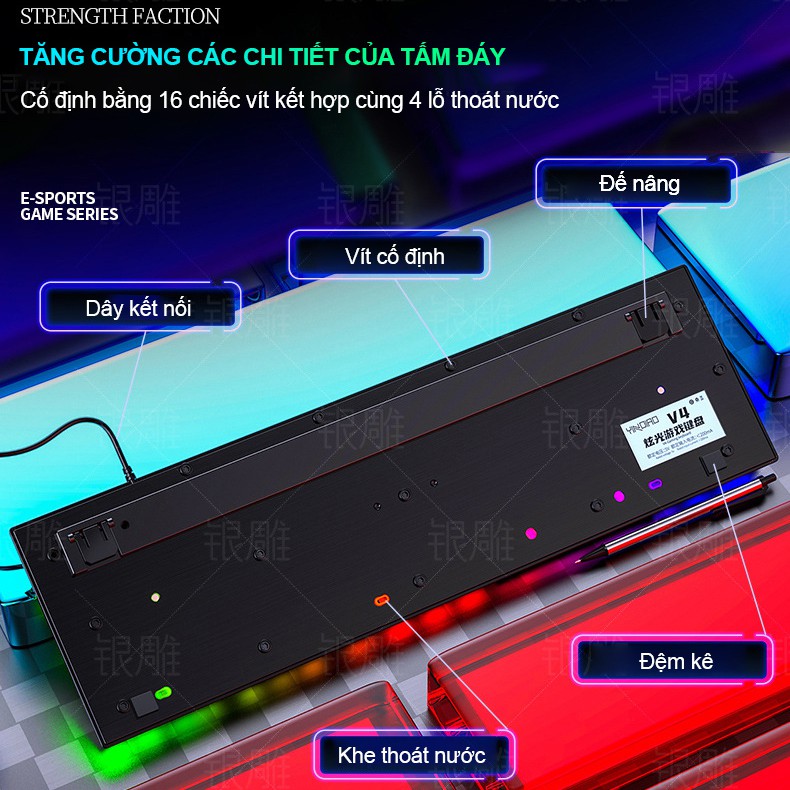Bàn Phím Máy Tính Gaming RGB SIDOTECH YINDIAO V4 Có Dây / Đèn LED RGB Chống Nước Chơi Game Máy Tính Esport - Chính Hãng | WebRaoVat - webraovat.net.vn