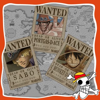 Poster truy nã Luffy Ace Sobo (Onepiece Wanted)
