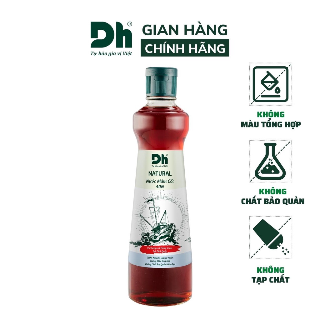 Nước mắm cốt 40N nguyên chất Natural Dh Foods dùng làm nước chấm, chế biến món ăn chai 400ml