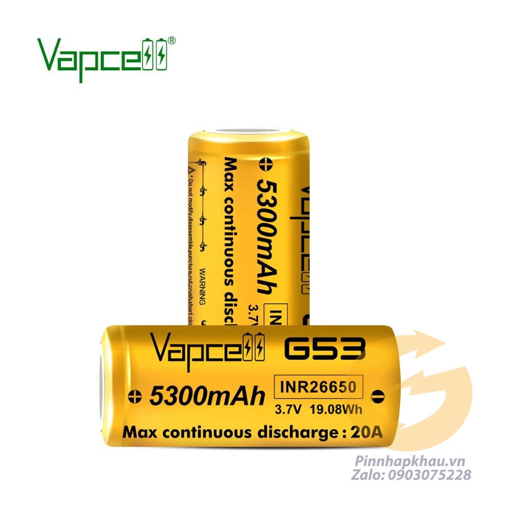 [P66] Pin sạc 26650 Vapcell G53 dung lượng 5300mah xã 20A