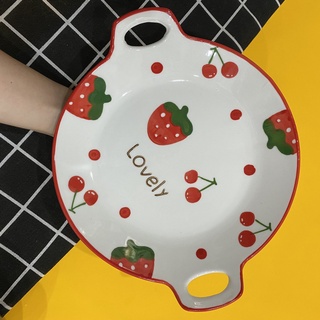 Set bát đĩa cherry và dâu tây cực dễ thương