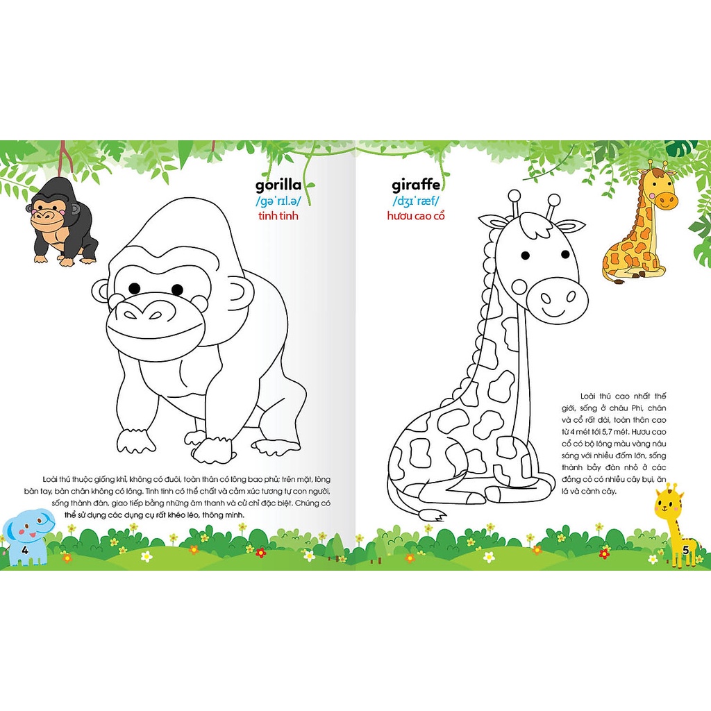 Sách Colouring 365 ngày Tô màu - KHÁM PHÁ THẾ GIỚI PHÁT TRIỂN TRÍ TUỆ - Động vật hoang dã, Khủng long, Bò sát, Côn trùng