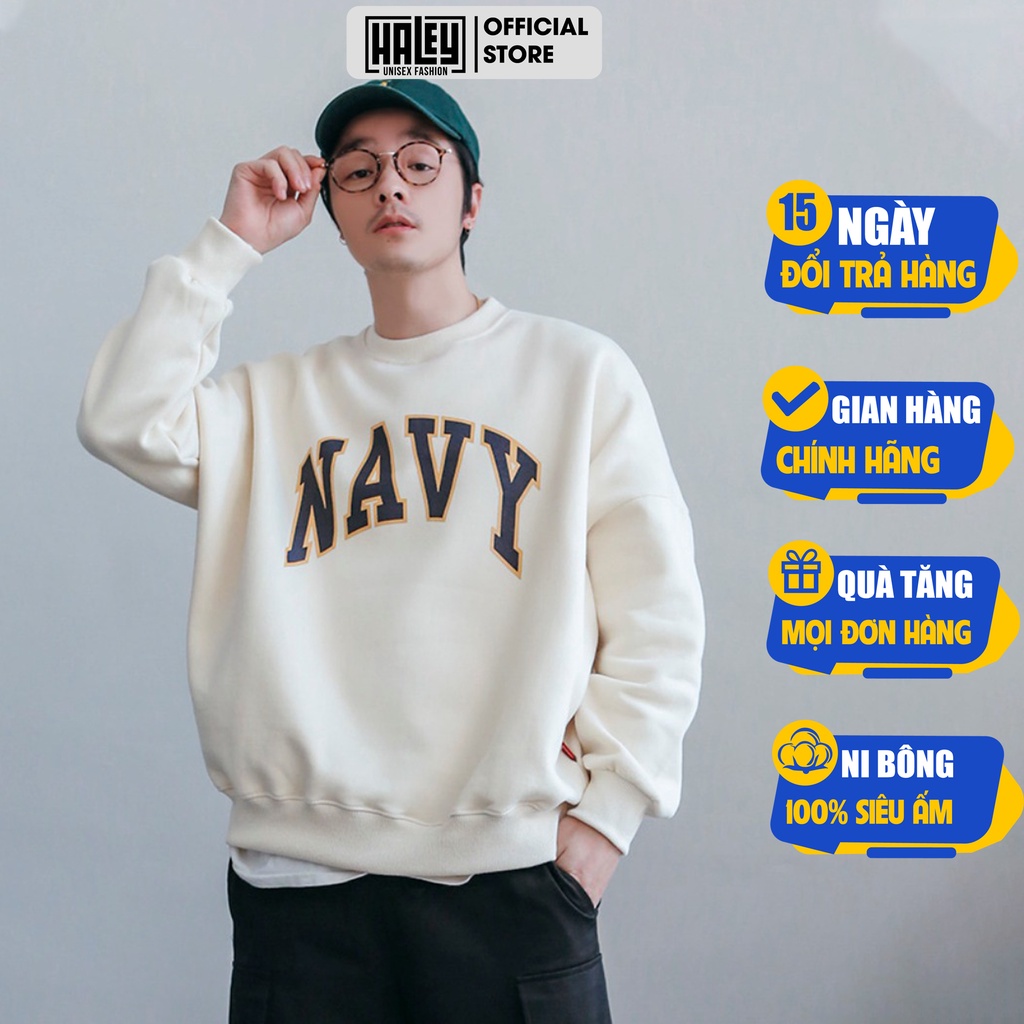 Áo sweater nam nữ HALEY tay dài  đẹp HD37 Hoodie không mũ phong cách Hàn Quốc Form Rộng Unisex