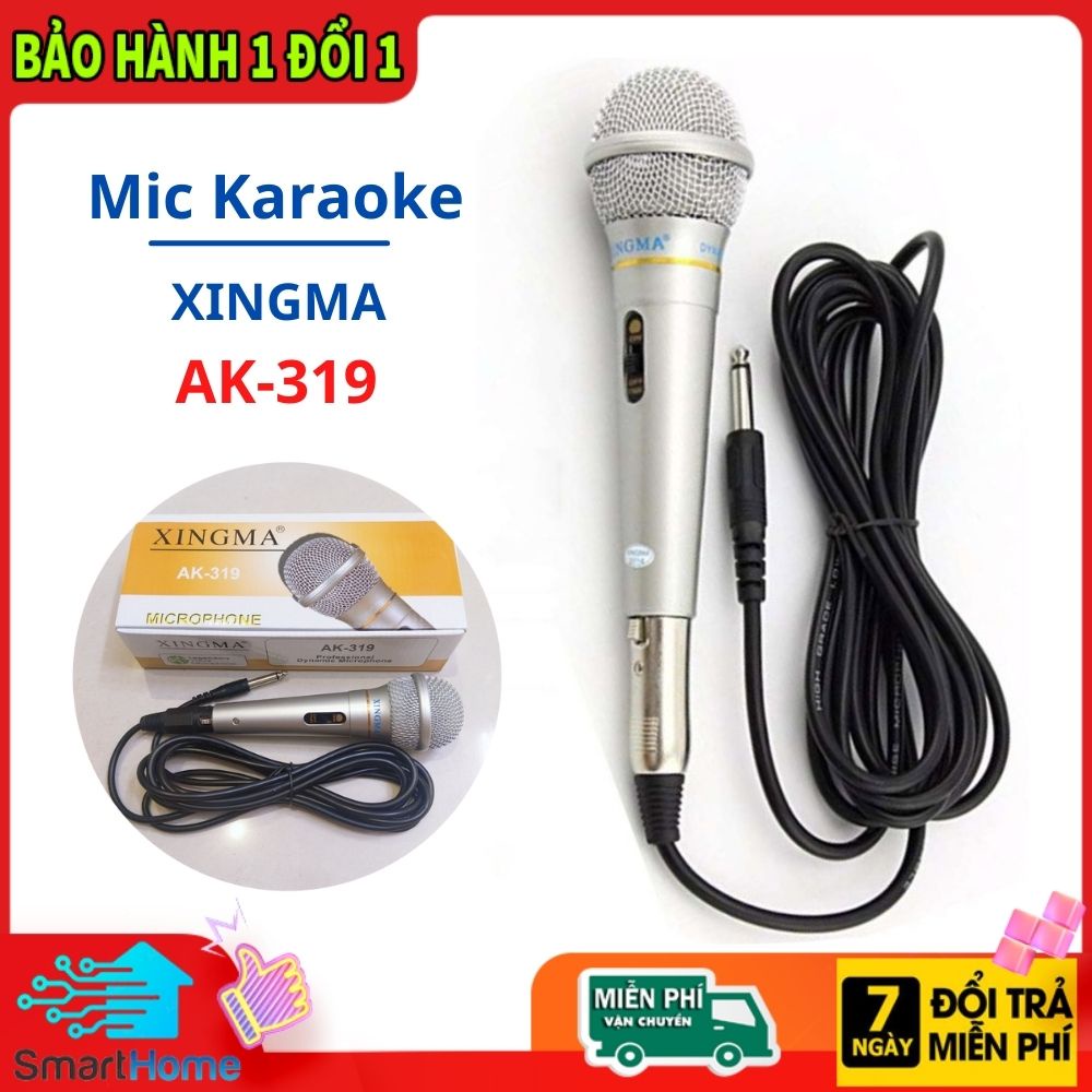 Mic hát Karaoke gia đình Xingma Ak-319 âm thanh trong trẻo sống động, có màng lọc tạp âm, dây dài 3m