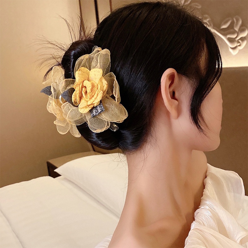 Kẹp Tóc Hình Hoa Lá Bằng Lưới Phong Cách Hàn Quốc Cổ Điển Thời Trang Mùa Hè