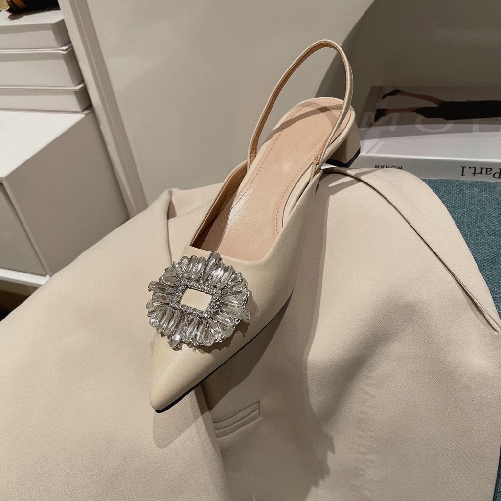 SANDAL BÍT MŨI DÍNH ĐÁ, Guốc bảng đá hàng quảng châu fullbox hãng - Sunny Boutique