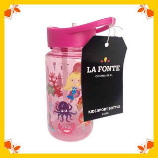 Bình nước uống thể thao trẻ em la fonte 430ml màu hồng - 000808