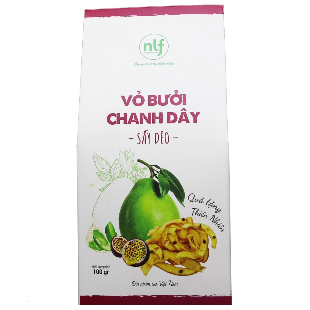 Vỏ bưởi chanh dây sấy dẻo 100g Nông Lâm Food trái cây sấy ít đường giảm cân,ăn kiêng,bổ sung các chất cho cơ thể