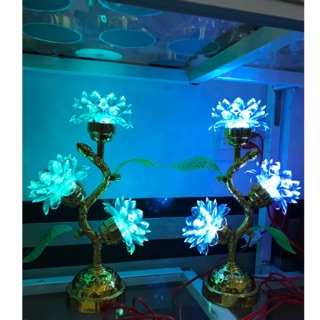 ĐÈN THỜ BA BÔNG SEN ĐỔI MÀU (1 CÁI)