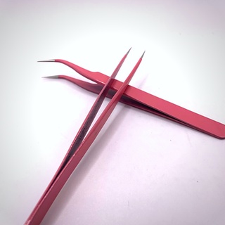 CẶP nhíp TÁCH (THẲNG + CONG ) trơn hồng LOẠI 1 _nhíp TÁCH  mi_ dụng cụ nối mi MR ĐỨC