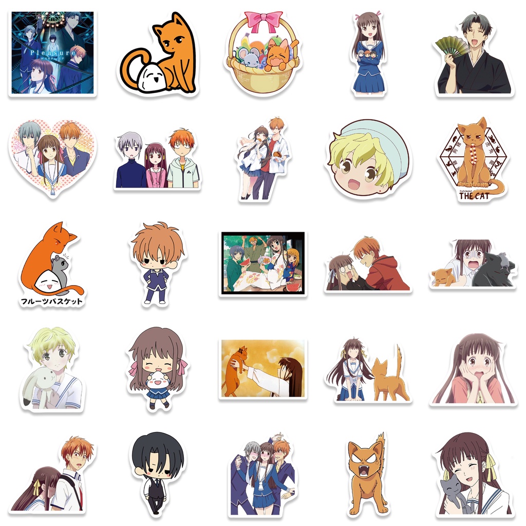 Y&P| Hình Dán Chống Nước Fruits Basket Nhật Bản Anime Mũ Bảo Hiểm Máy Tính Xách Tay Hành Lý Dán Thiết Lập, 50 tờ
