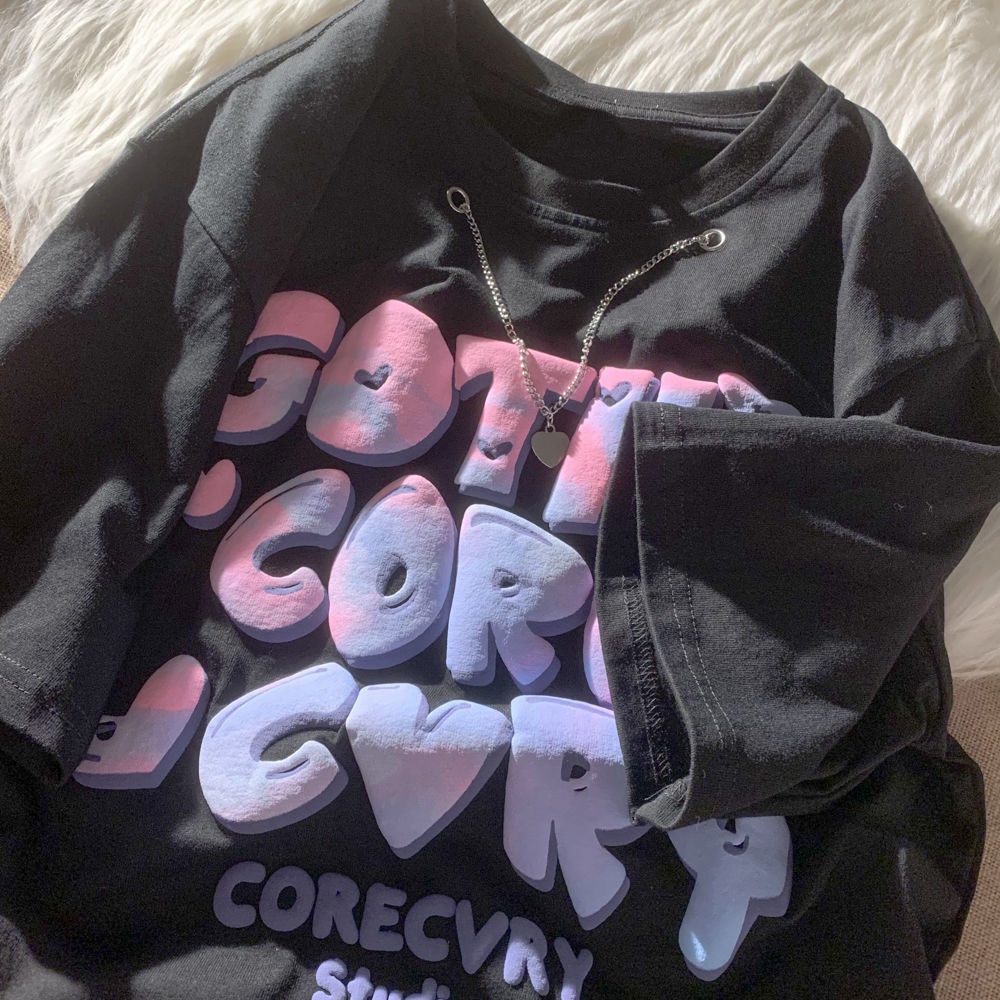 Áo Thun Cotton Dáng Rộng Tay Ngắn In Chữ Mẫu Mới Thời Trang Mùa Hè Dành Cho Nữ 2022