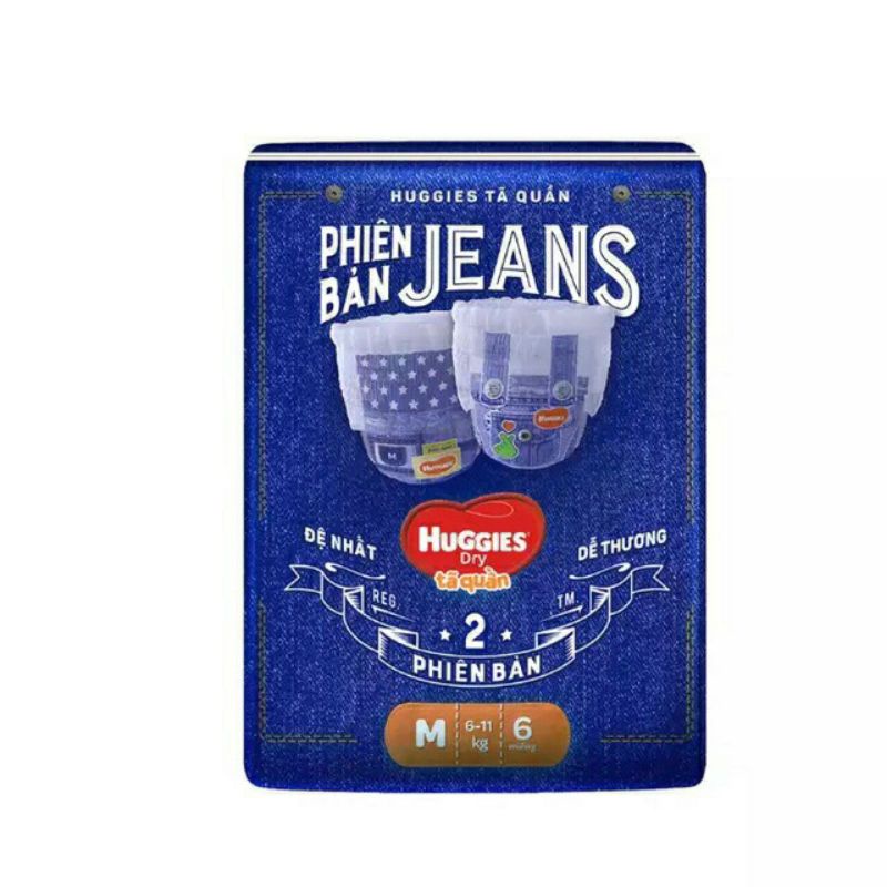 Combo 2 Gói Tã Quần Huggies Phiên Bản Mới Jeans M6 Miếng..
