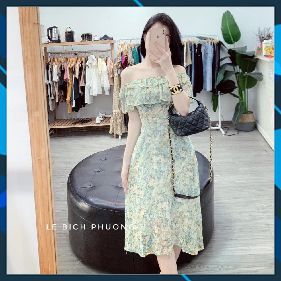 Váy Maxi Nữ, Đầm Hoa Trễ Vai Bèo Nhún Tầng Chất Voan Lụa 2 Lớp Mềm Mịn Cực Xinh. . | BigBuy360 - bigbuy360.vn