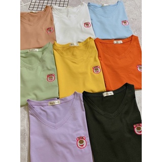 Áo thun thái cổ tim thêu form vừa
