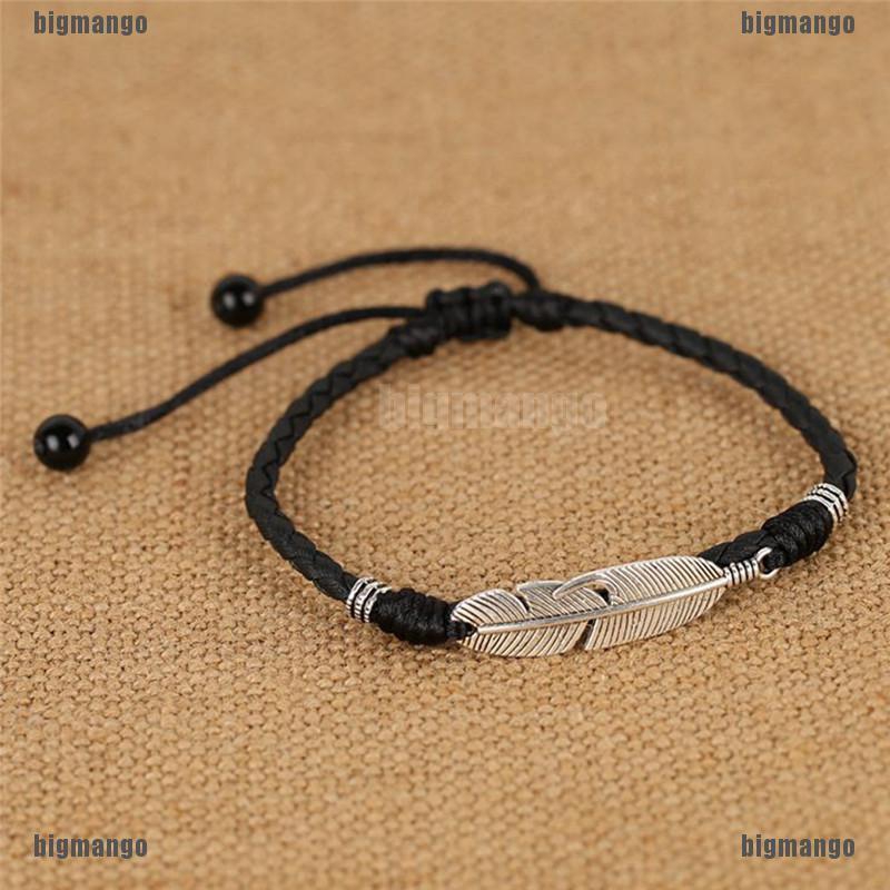 Lắc chân bện dây da mặt hình lông vũ phong cách Boho | BigBuy360 - bigbuy360.vn