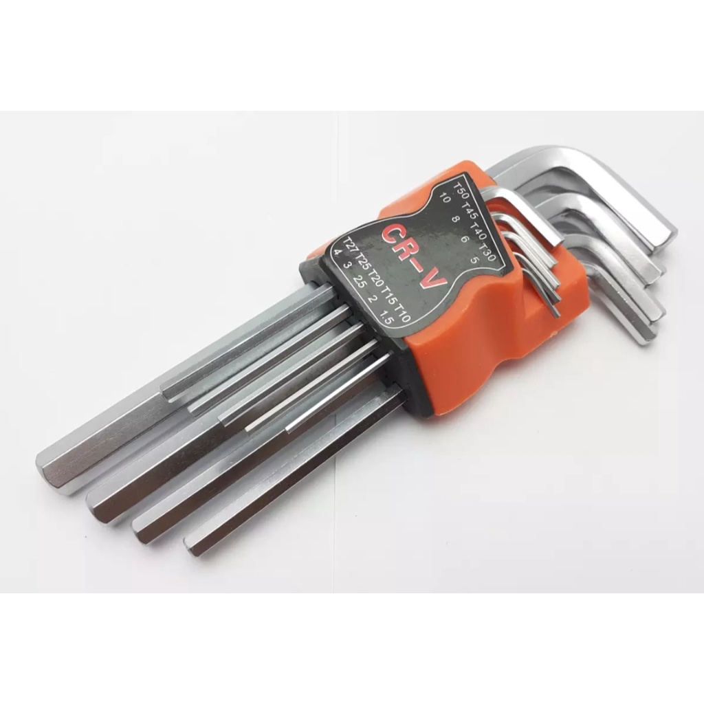Bộ lục giác trơn gồm 9 cây, độ cứng HRC 50-55 sử dụng đa năng với nhiều kích thước