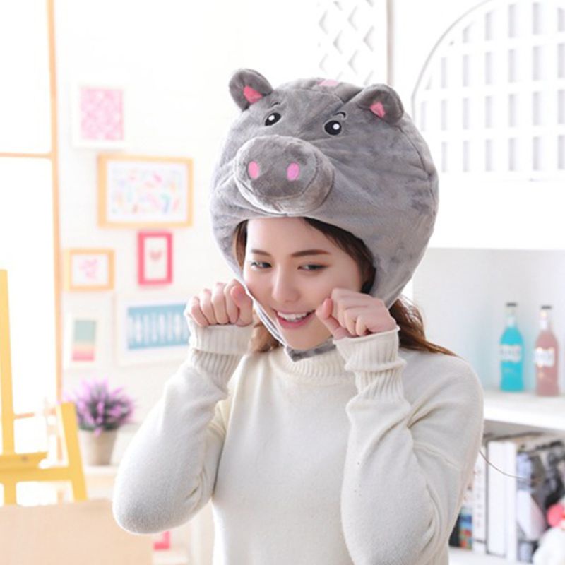 Mũ Lông Nhung Thêu Hình Chú Heo 3D Dễ Thương Xinh Xắn