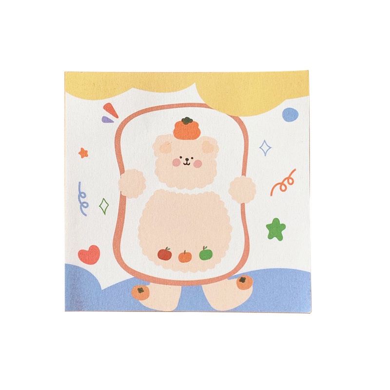 Set 100 Tờ Giấy Ghi Chú Cỡ Nhỏ Họa Tiết Gấu Hoạt Hình Dễ Thương Cho Học Sinh