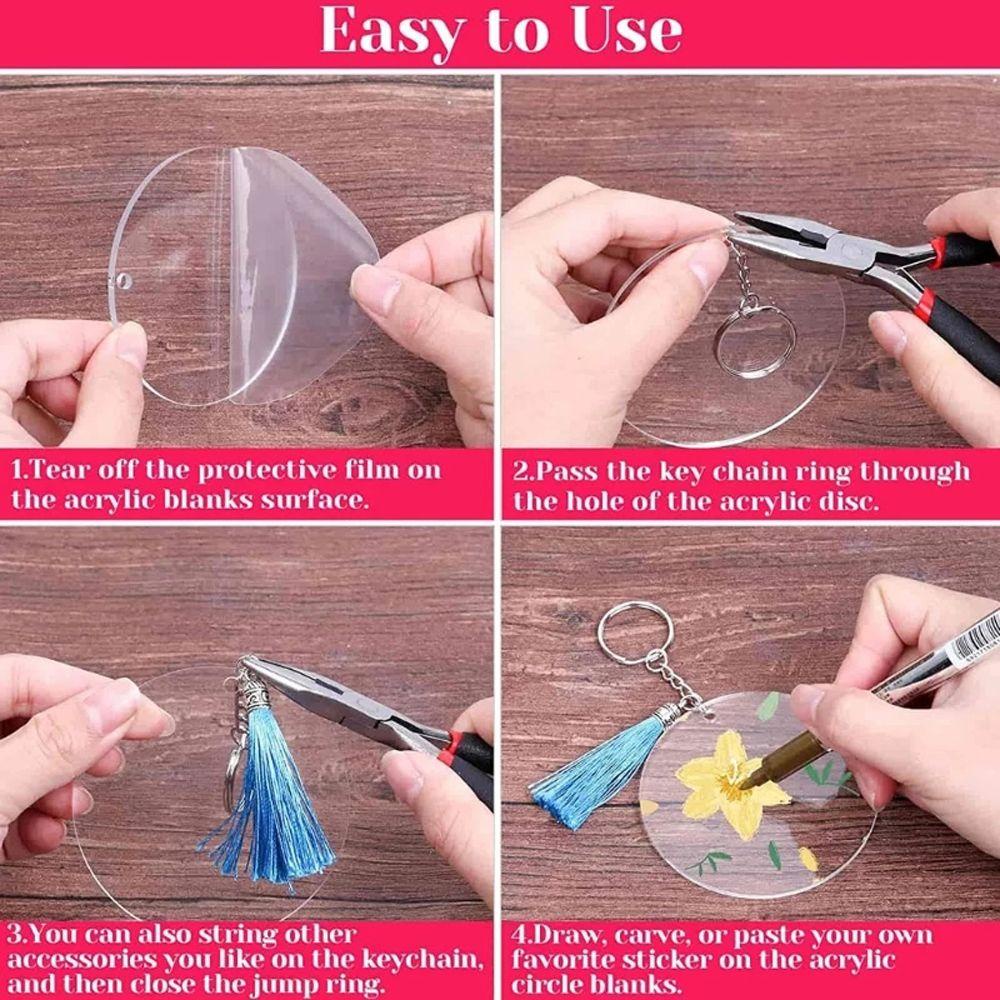 LANFY Đĩa Trống 2 Inch DIY Làm Móc Khóa / Mặt Dây Chuyền Bằng Acrylic