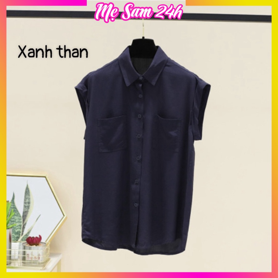 Áo sơ mi đũi nữ tay ngắn Mẹ Sam 24h áo kiểu bigsize, chất liệu mềm mát, form trẻ trung phá cách SMH.33