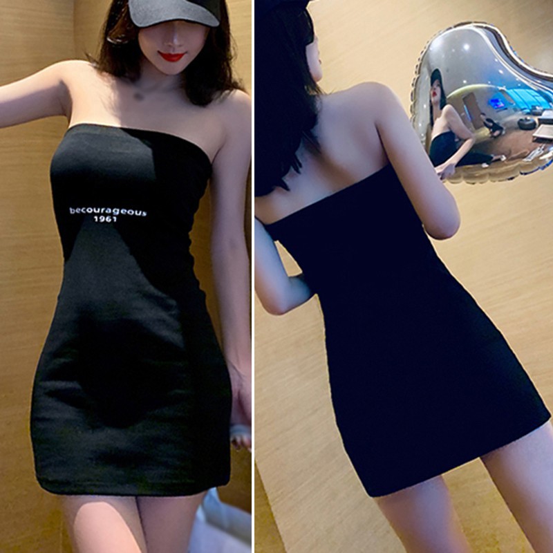 Đầm Dáng Ôm Cúp Ngực Màu Đen Gợi Cảm Cho Phụ Nữ