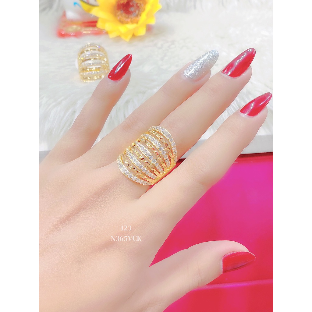 Nhẫn nữ UHA mạ vàng 18k đính đá CZ N365VCK-123 - Trang Sức UHA