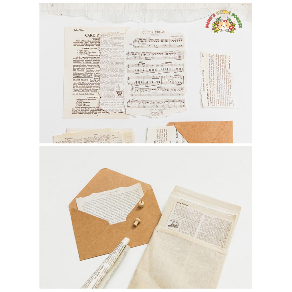 Giấy cũ decor MIAO'S LITTLE FOREST set giấy, sách báo cổ điển trang trí sổ tay phong cách retro MDC207