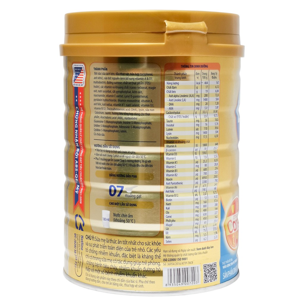 [CHÍNH HÃNG] Sữa Bột Nutifood Dr.Lucen Total Care Step 3 - Hộp 900g (Dinh dưỡng đặc chế cho trẻ trong GIAI ĐOẠN VÀNG)