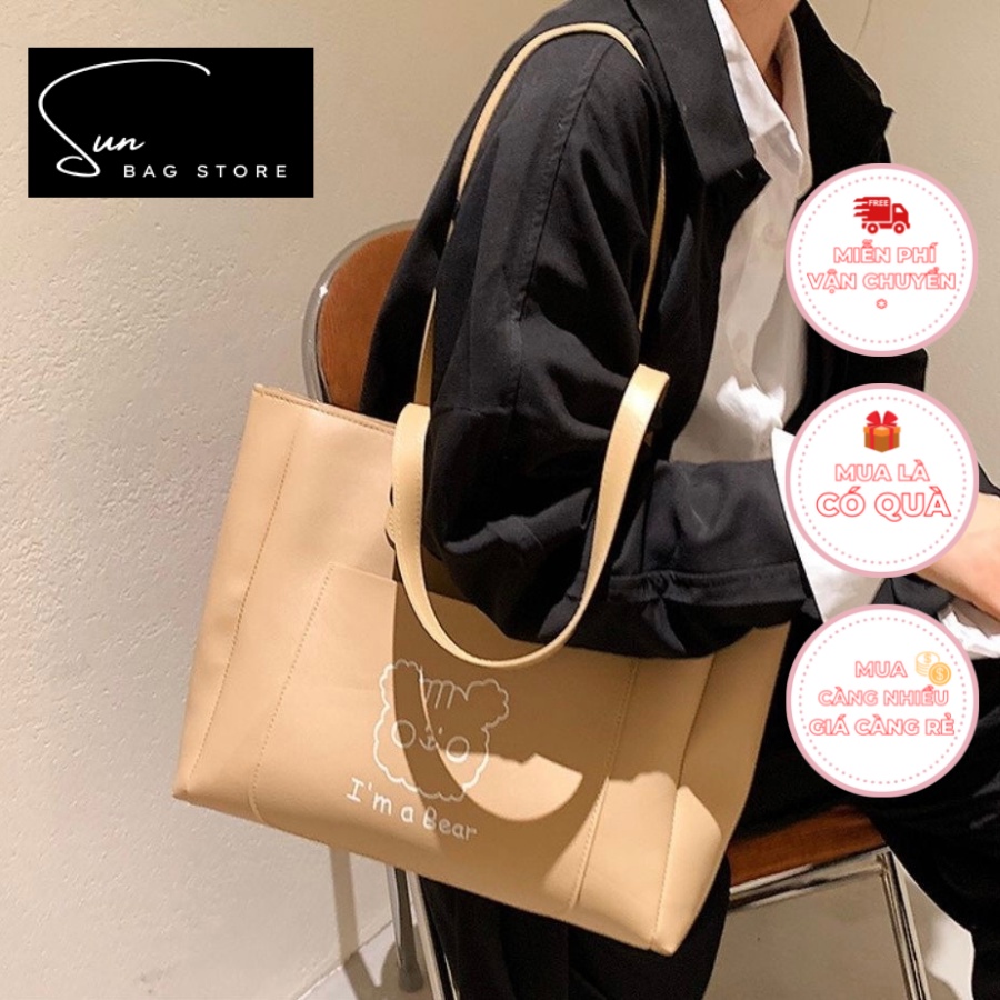 Túi Tote 2 mặt, túi công sở đeo chéo, đi chơi, đi học, da cao cấp size 26cm SB149