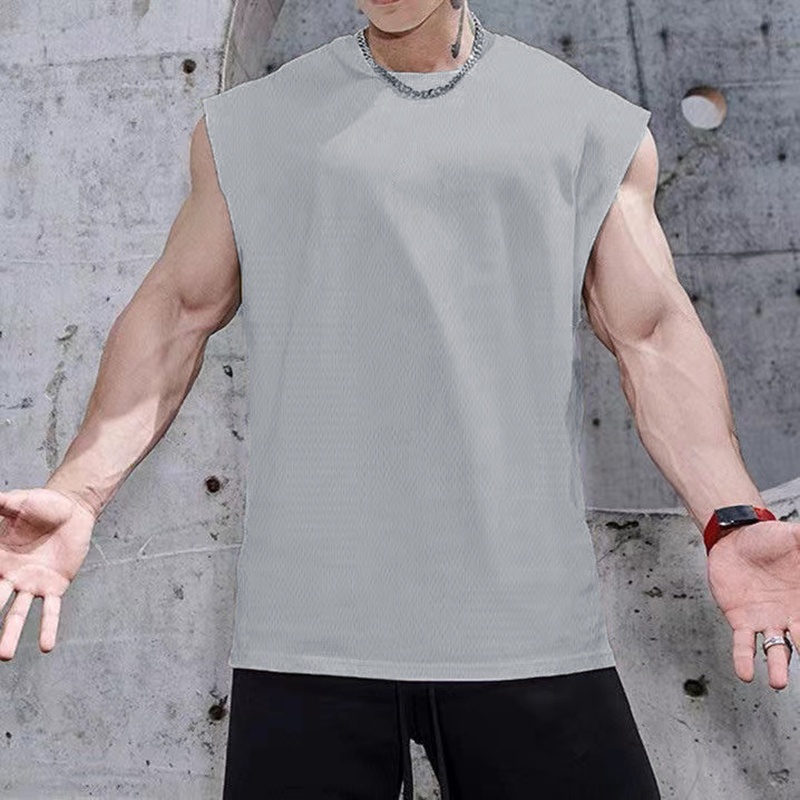 Áo Thun Lưới Màu Trắng Trơn Mới Tập Gym Thể Hình Cho Nam