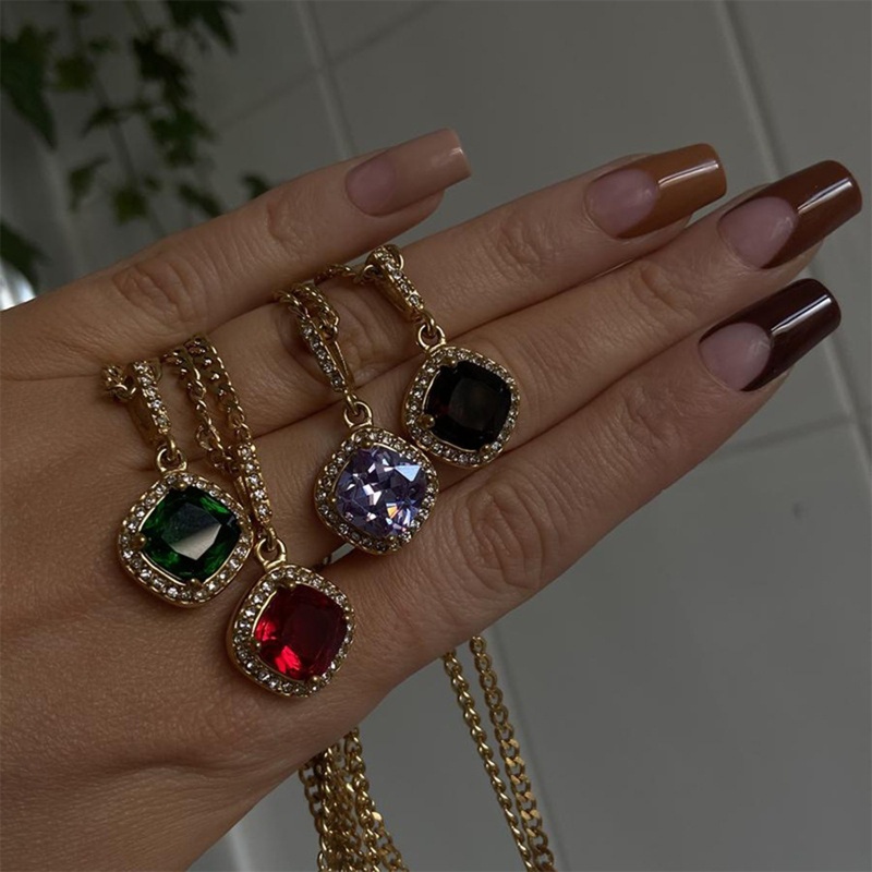 Mặt Dây Chuyền Hình Viên Kim Cương Nhiều Màu Phong Cách Âu Mỹ