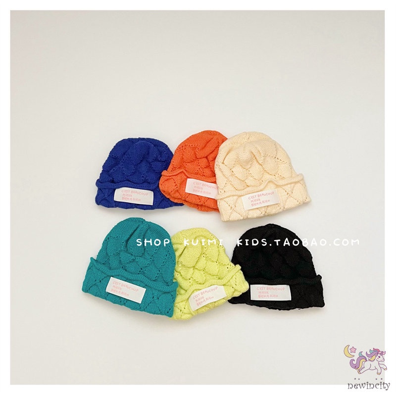 Mũ Beanie Dệt Kim Co Giãn Giữ Ấm Mùa Thu Đông Phong Cách Hàn Quốc Cho Bé Trai Bé Gái
