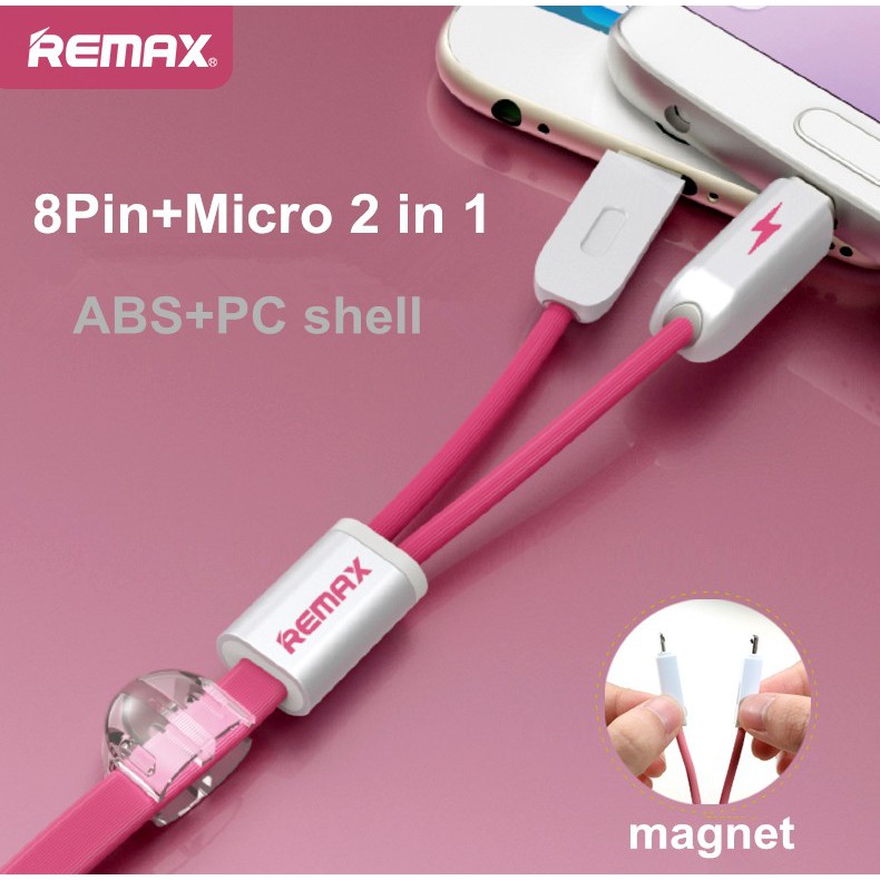 Cáp REMAX 2in1 2 đầu sạc 2 máy cùng lúc RC-025t At The Same Time