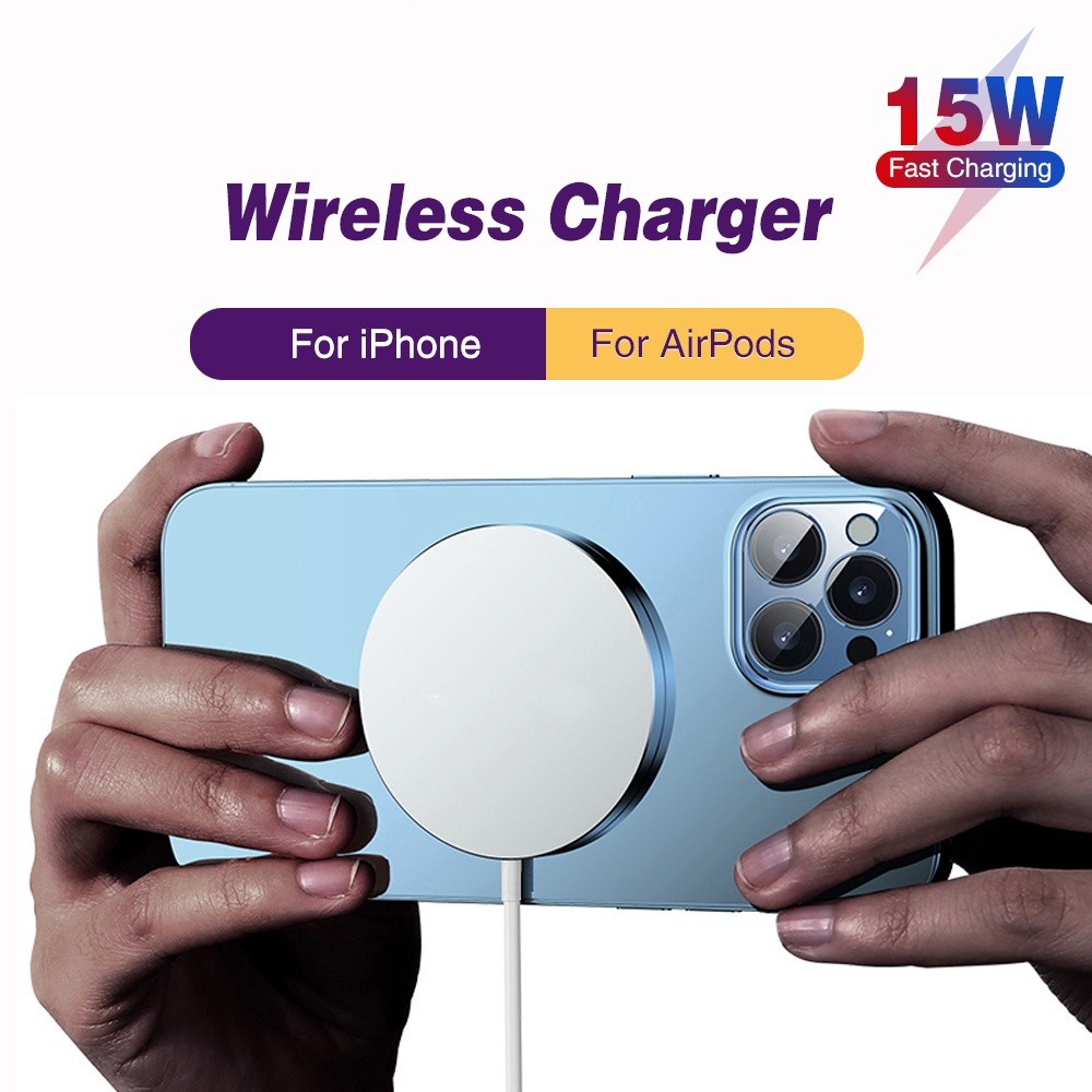 Đế Sạc Điện Thoại Không Dây Nam Châm Qi 13 MagSafe 15W Cho iPhone 12 Mini 12 Pro Max