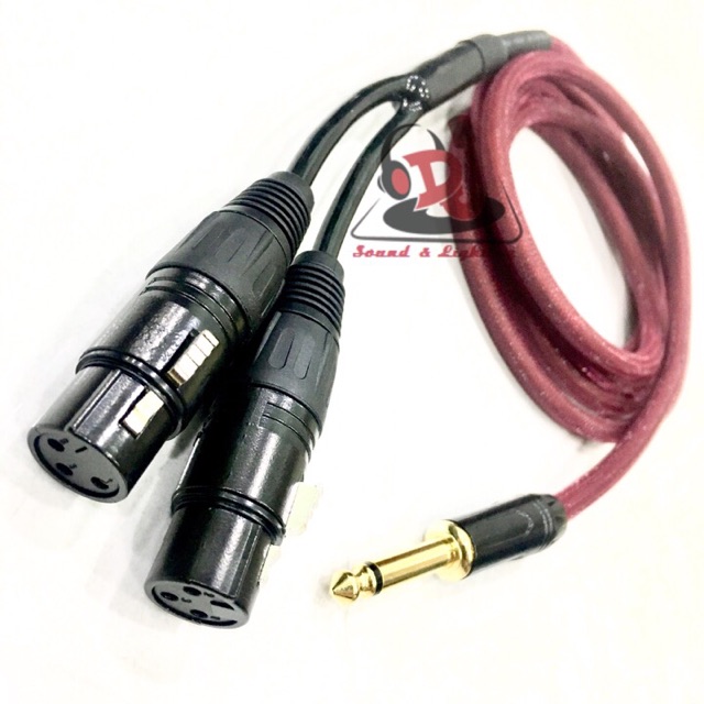 Dây Jack 6 ly  ra 2 đầu Jack canon cái dài 2m, dây tín hiệu âm thanh, rắc chuyển 6ly sang canon