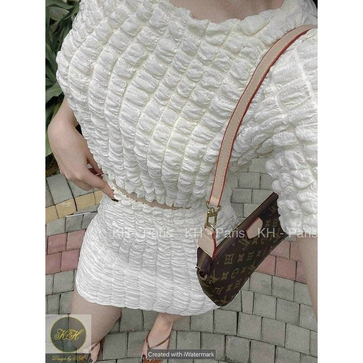 Sét xốp áo croptop tay ngắn phối chân váy body trơn cực xinh , chất thun xốp mềm mát tv