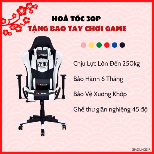 DEAL SỐC Ghế Gaming Extreme Zero Cao Cấp Siêu Hot 2021 Có Kèm Theo Gối, Có Chân Xoay Điều Chỉnh Kích Thước Ngã Lưng